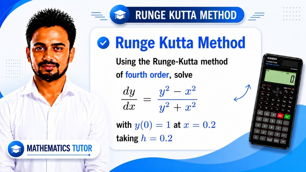 Runge-Kutta 4th Order Method | Solve (y²−x²)/(y²+x²) | RK4 Step-by-Step Solution