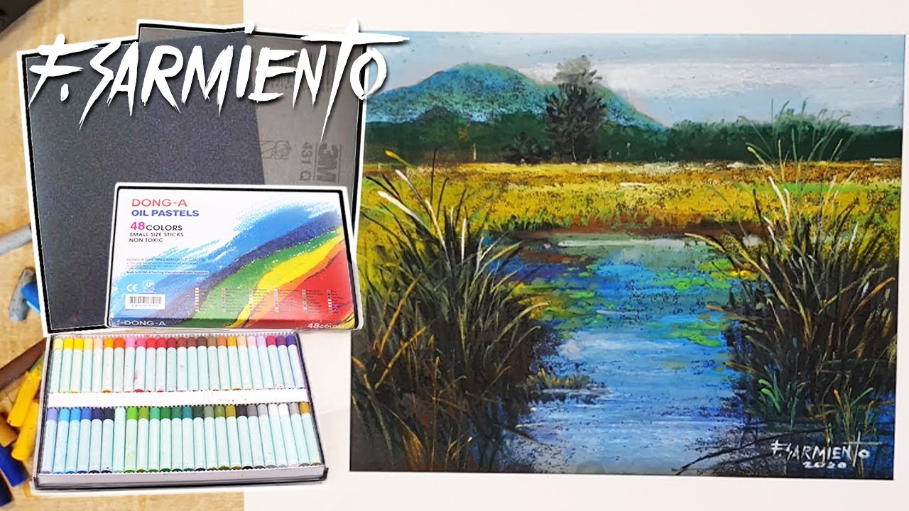 Beautiful Landscape Oil Pastel Painting on Sandpaper - Maestro Fidel