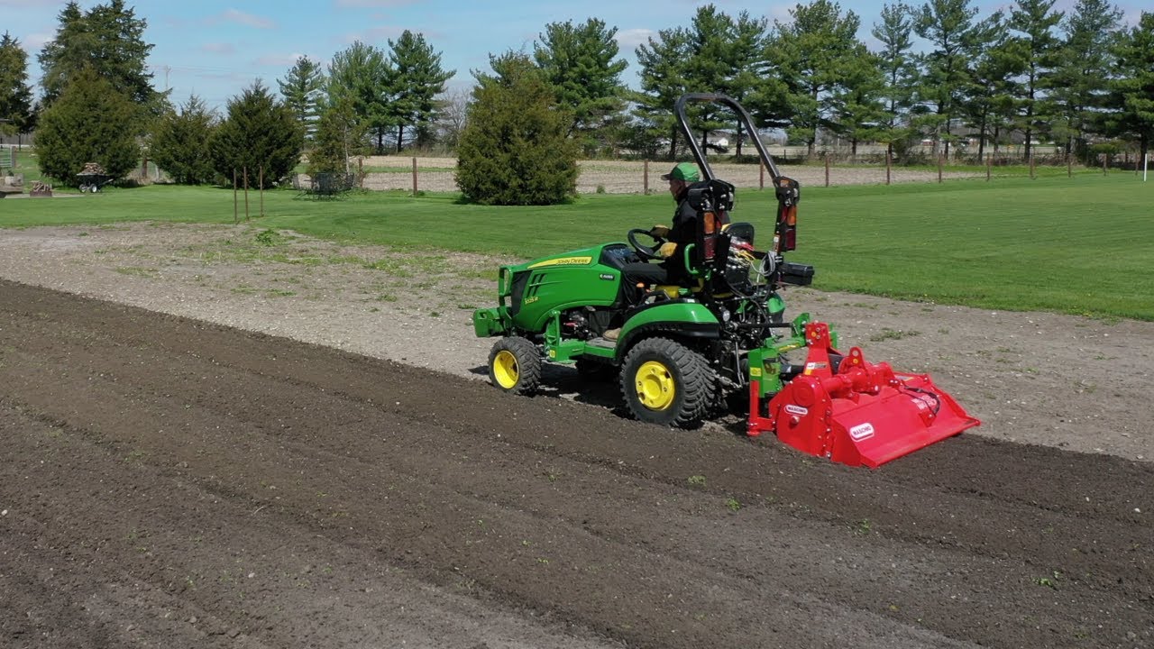 Gardening For Profit.   John Deere 1025R Tractor Maschio Tiller