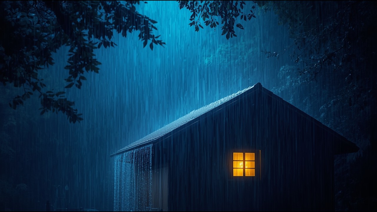 Rainstorm Sounds at Night on Roof for Deep Sleep and Mental Peace