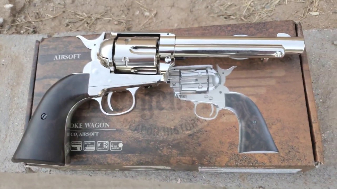 Airsoft unboxing the Umarex Smoke Wagon chrome revolver