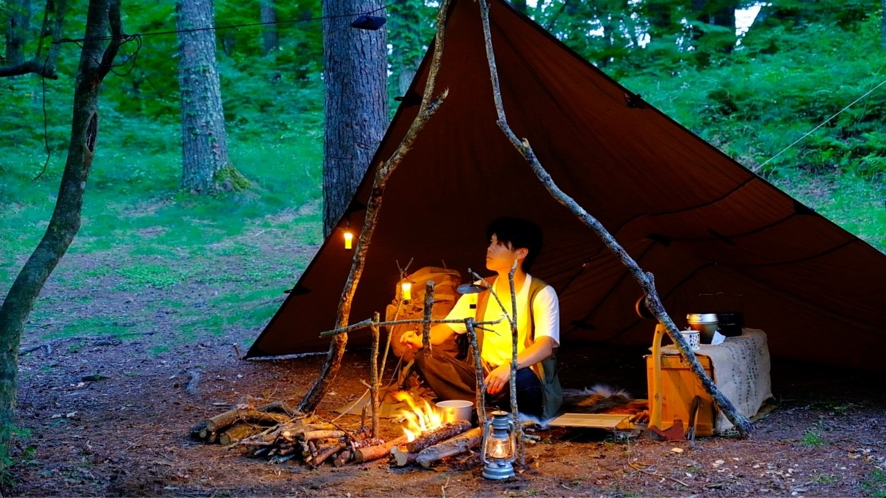 Bushcraft Camping Alone in Forest (брезентовый навес / кемпинг на машине)