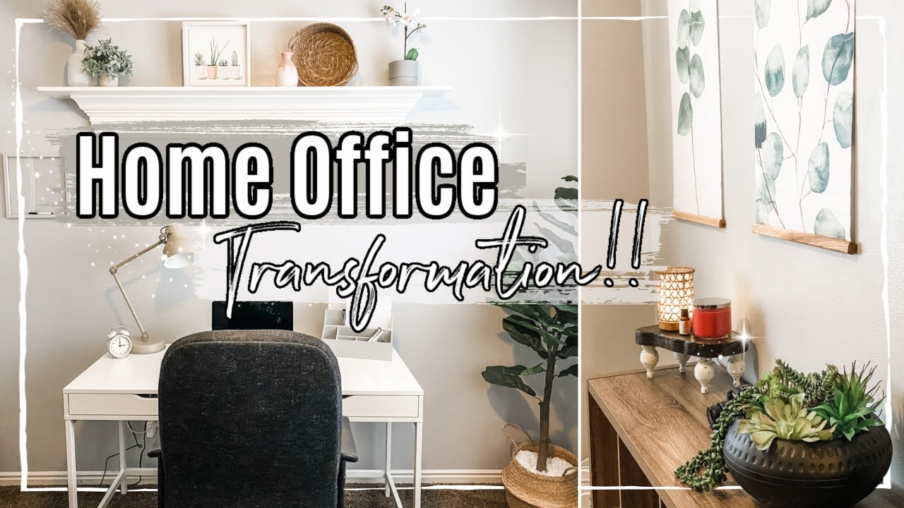 SMALL HOME OFFICE TRANSFORMATION 2020 :: ROOM MAKEOVER ON A BUDGET! :: BEDROOM OFFICE IDEAS
