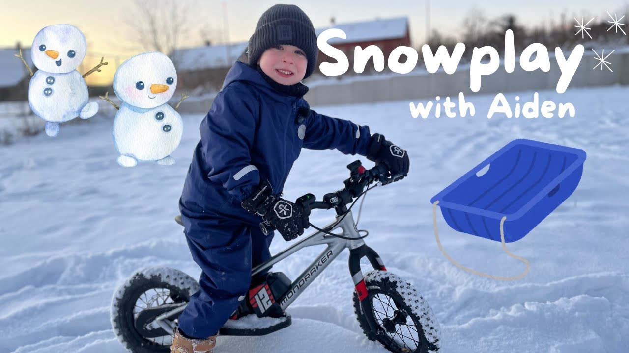 Playing in the Snow | Aiden and Mom Having Fun in the Snow | Basic Play | Kids Video