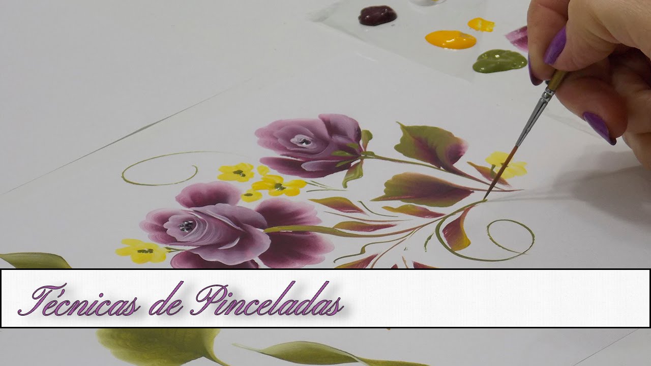 Tecnicas de pinceladas, hojas y rosas en Pintura Decorativa - DIY - elarcademeyde