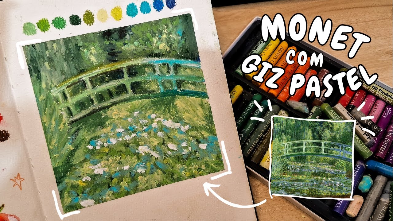 REPRODUZINDO OBRAS DE MONET COM GIZ PASTEL OLEOSO  Como pintar essa paisagem com giz pastel oleoso