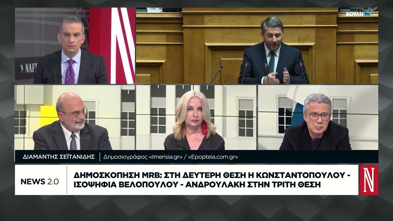 Δημοσκόπηση MRB: Η Κωνσταντοπούλου πάνω από το ΠΑΣΟΚ - Μαζί Βελόπουλος-Ανδρουλάκης στην 3η θέση