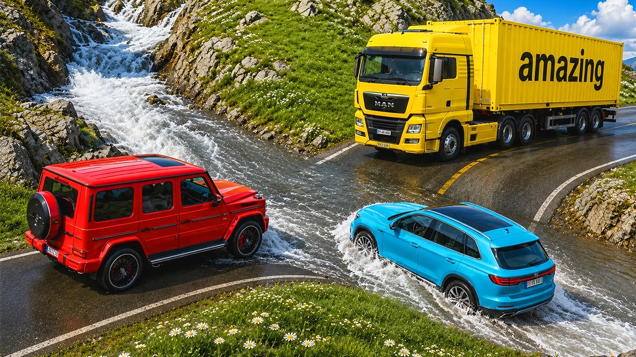 Cars vs Fast Flowing River Challenge #2 in BeamNG Drive!