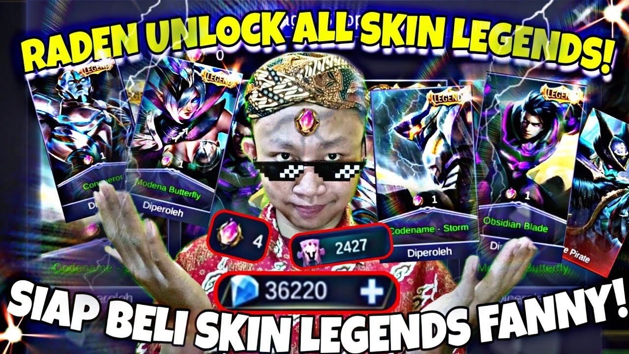 RADEN BORONG 5 SKIN LEGENDS SEKALIGUS! Dan Unlock All Skin Fragmen Langka! MLBB INDONESIA!