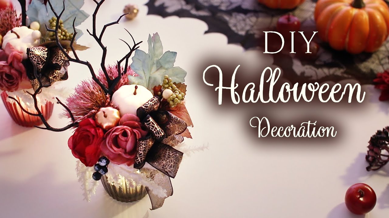【ハロウィンDIY】100均ダイソー、セリアの造花でLEDキャンドルアレンジの作り方。LED Halloween Decoration
