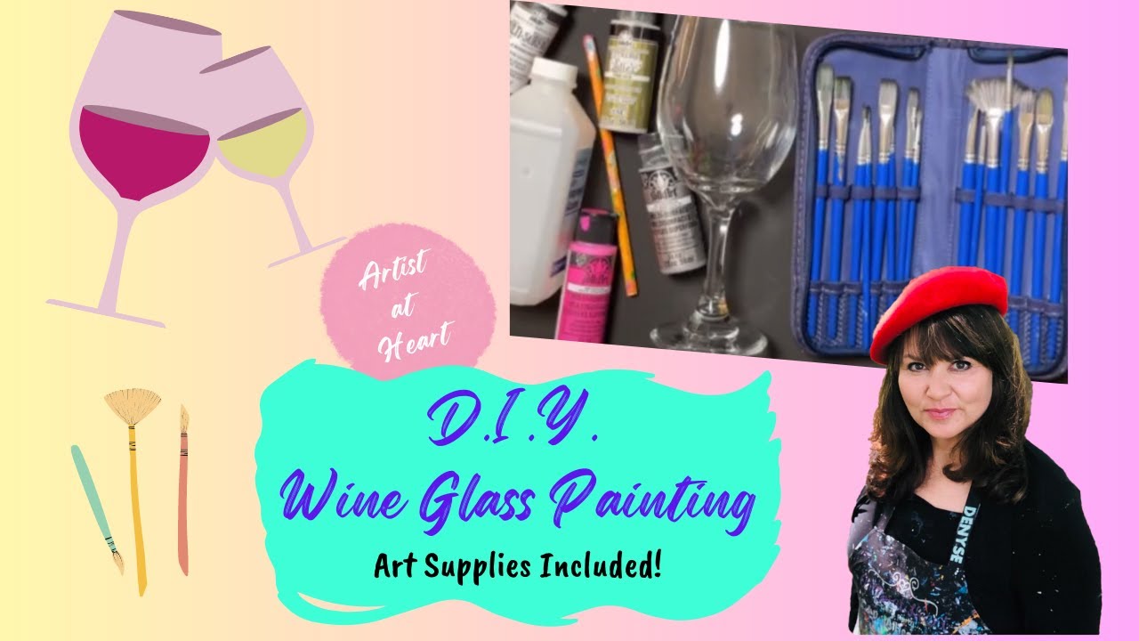 How to Paint Wine Glasses with Painting Supply List. Step-by-Step Art Tutorials.