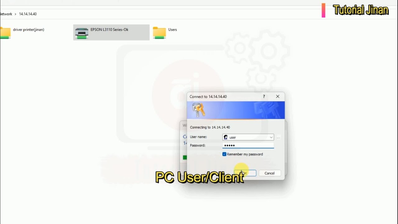 Sharing Printer Minta Password dan Username _the existing set of credentials