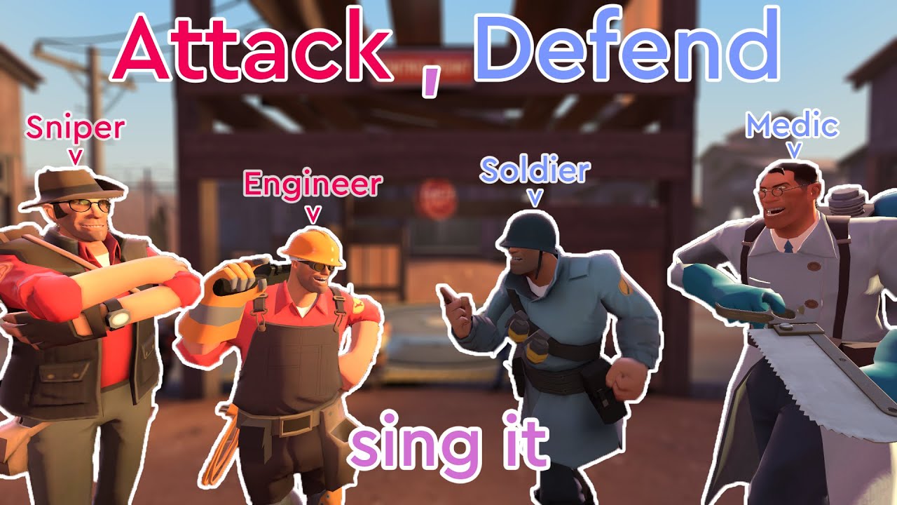 Attack, Defend | Monotone Attack but Sniper, Engineer, Soldier, Medic (FNF Cover)