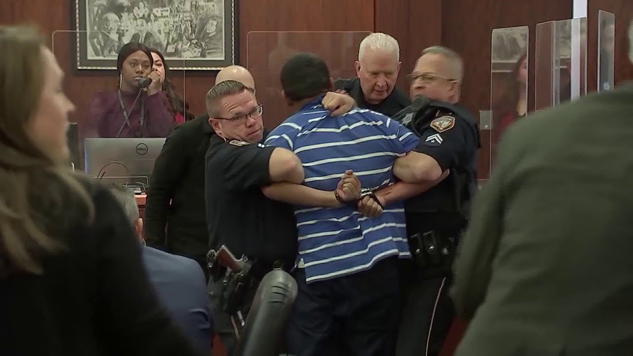 Brawl in Houston courtroom as murdered girl&rsquo;s family tries to attack her killer after guilty plea