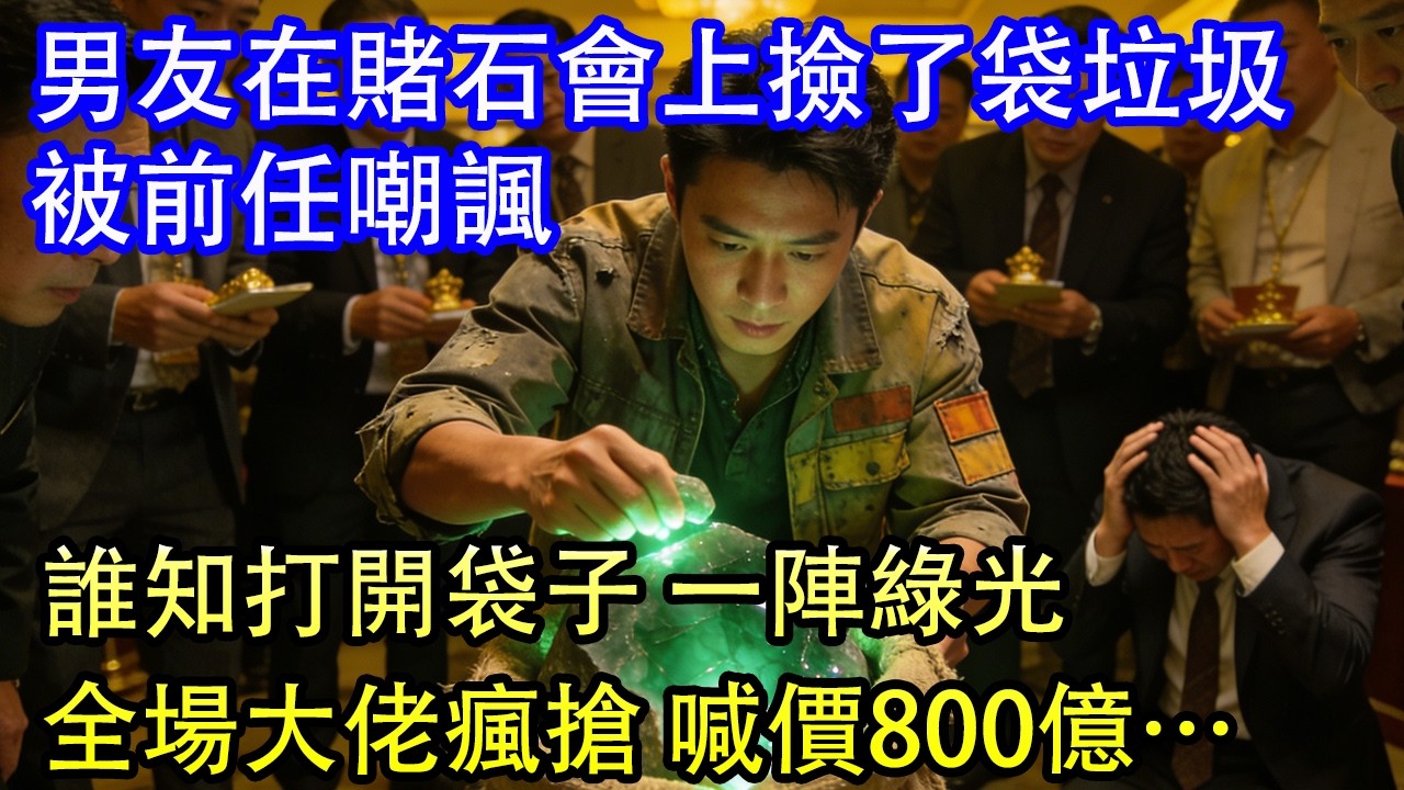 男友在賭石會上撿了袋垃圾被前任嘲諷誰知打開袋子 一陣綠光全場大佬瘋搶 喊價800億…