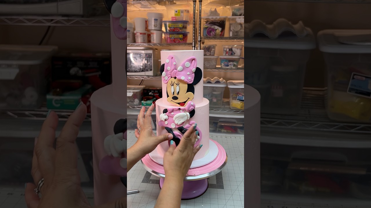 Minnie Mouse Cake How to! #cakedecoratingtutorials #cake #cakehacks #birthdaycake #smallbusiness