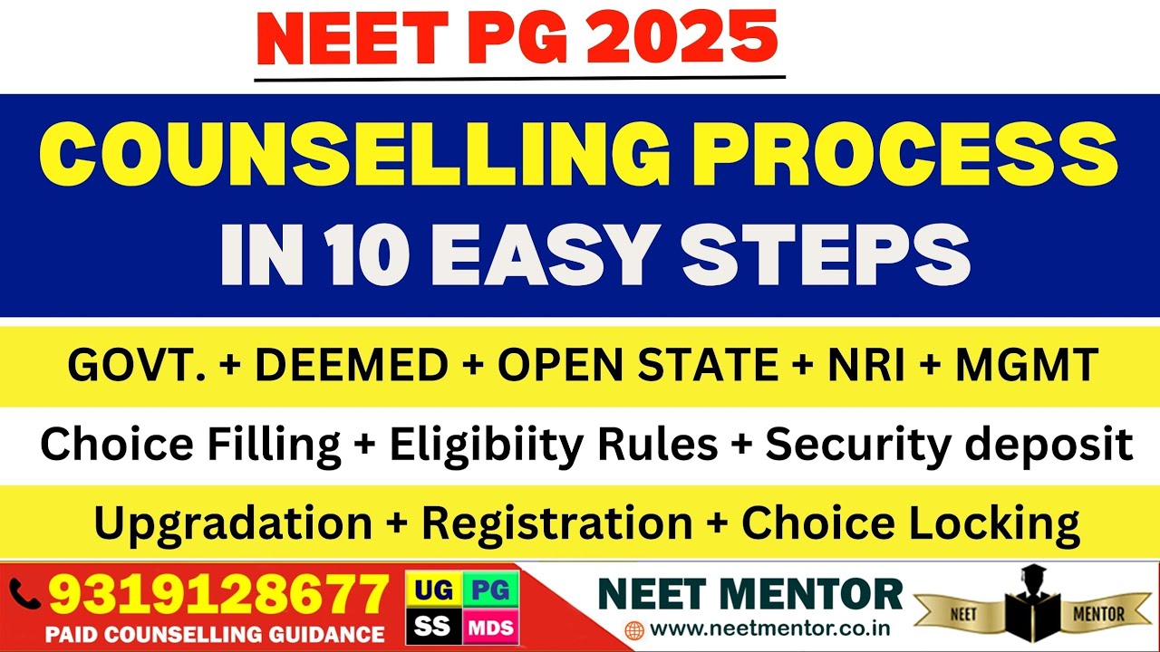 NEET PG 2025🔥Complete Counselling Process Explained in 10 Steps🔥Choice Filling/Rules/State + MCC