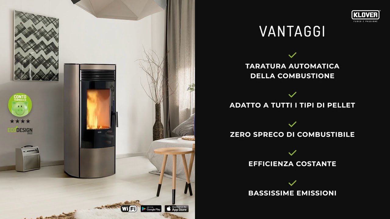 Stufe a pellet Klover: tecnologia e funzionamento