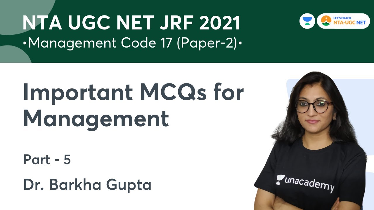 Important MCQs for Management | NTA UGC NET-JRF 2021 | Management Code-17 | Dr. Barkha Gupta