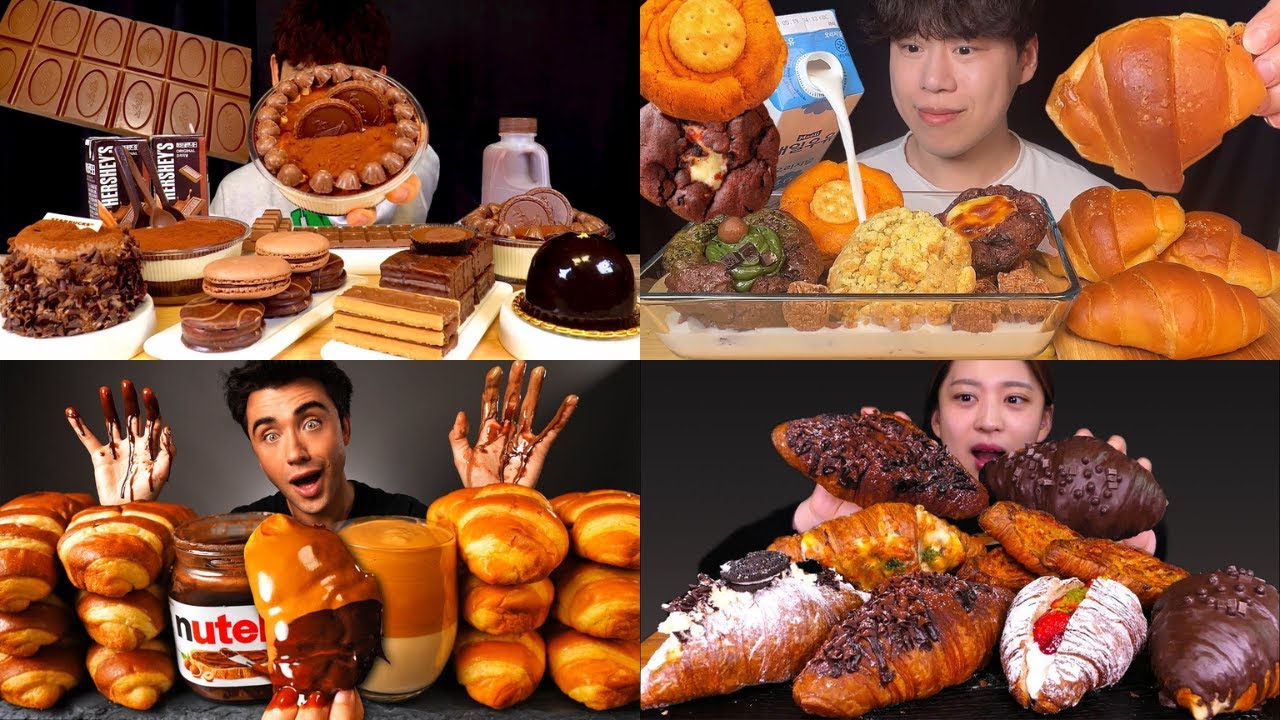ASMR Chocolate & Bread Mukbang 🍫🥐 | Croissants, Desserts & Eating Sounds (No Talking)