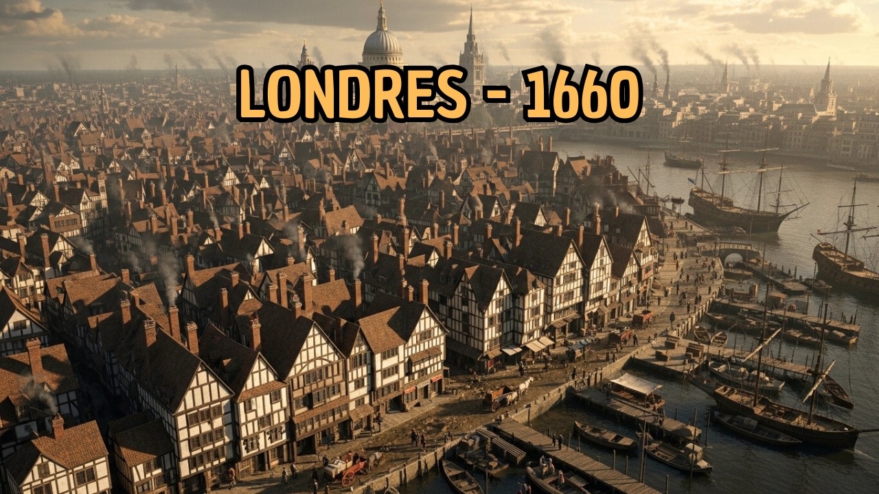 Como Era Londres em 1660 -  Reconstrução com IA da Londres Pré-Industrial (Documentário)