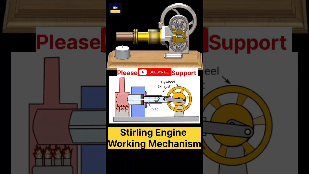 Stirling Engine Working | Steam Engine 🚂 #stirlingengine #animation