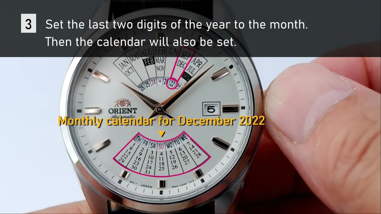 How to adjust the multi-year calendar on a new generation (2021) Orient models?