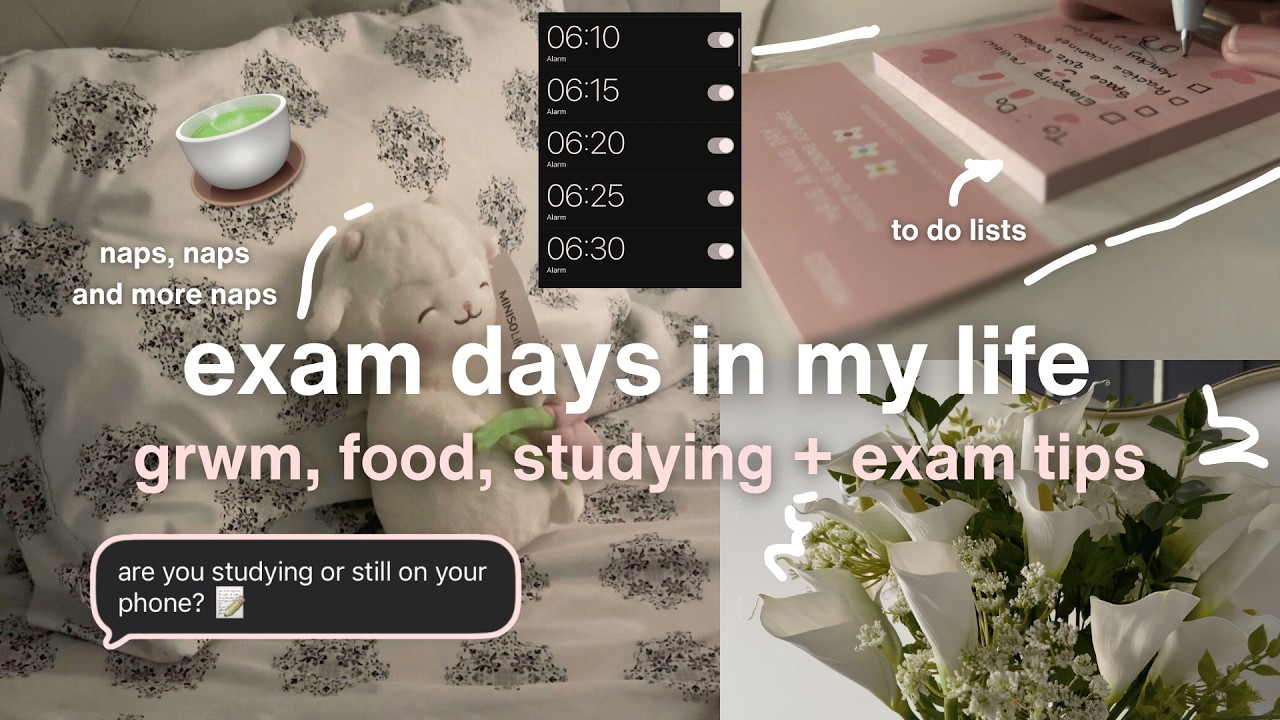🧸ྀི 📖 exam days in my life  - grwm, food, studying + exam tips 🫧