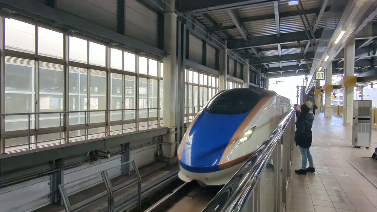 2026年3月14日北陸新幹線金沢(駅)11番のりば8581Eかがやき581号到着→停車 W7系W10編成運行(604Eあさま604号→)8581Eかがやき581号(→8530Eかがやき530号)