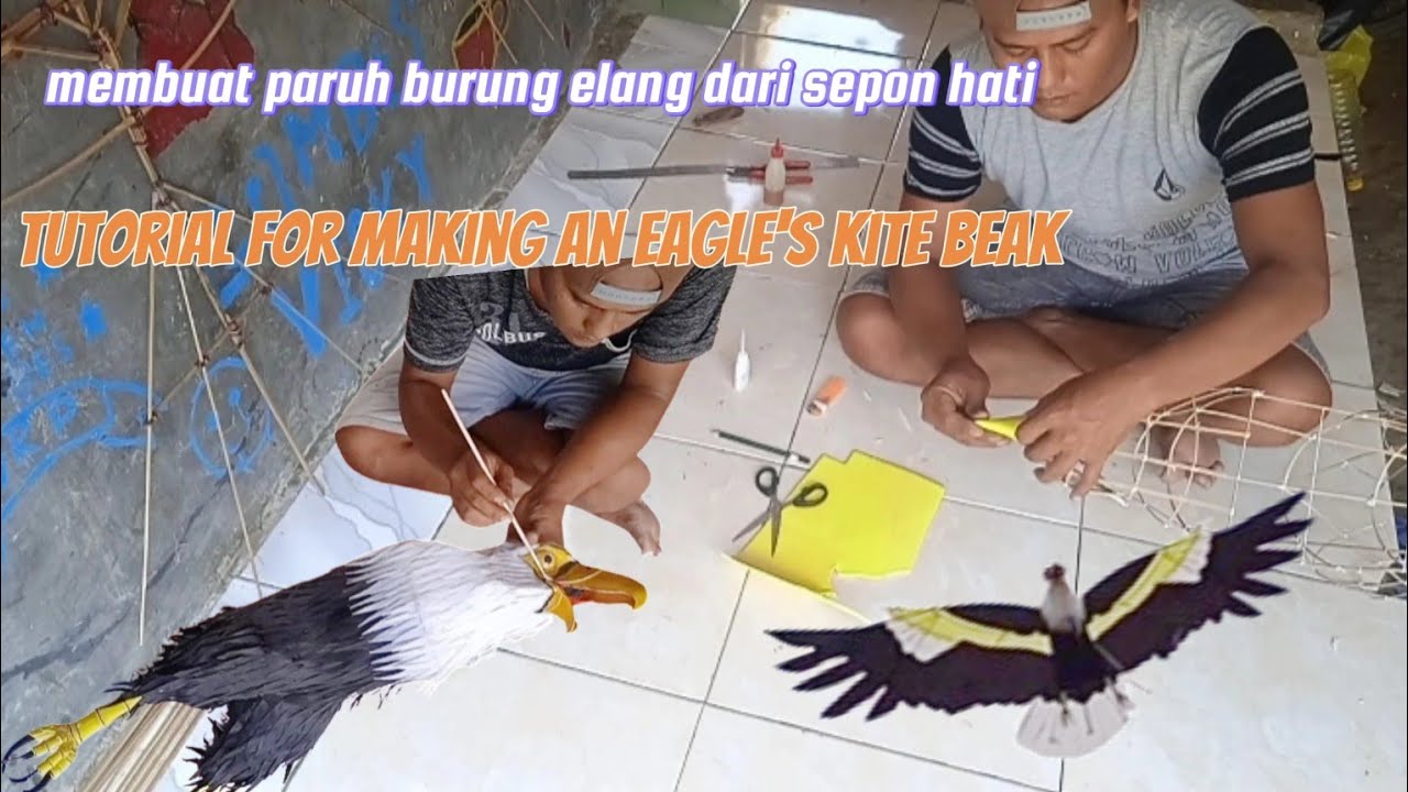 tutorial membuat Kondo dan paruh layangan burung elang.how to make an eagle's kite beak