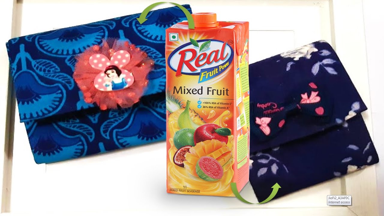 How to make / recycle a juice / milk carton into coin purse / wallet DIY crafts Best out of waste