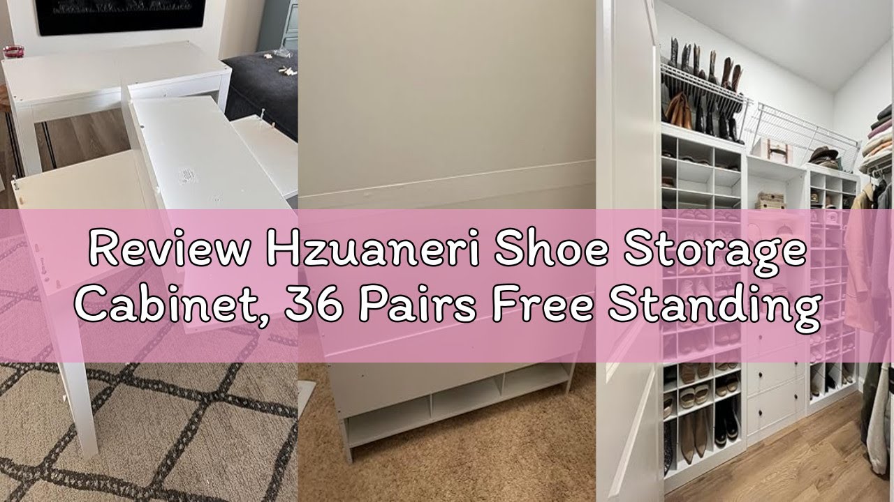 Review Hzuaneri Shoe Storage Cabinet, 36 Pairs Free Standing Closet Organizer, 9 inch Widened Cell W