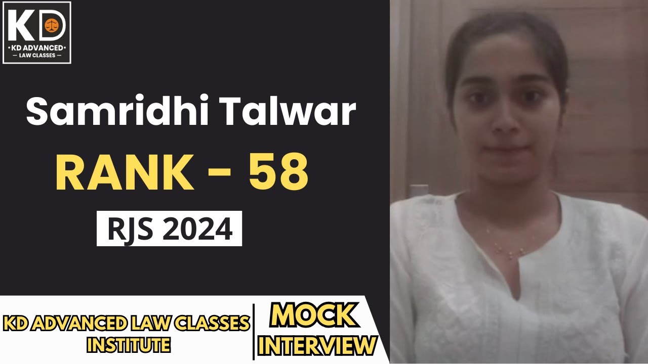 Samridhi Talwar , Rank-58, RJS 2024 | ENGLISH MEDIUM | Mock Interview | KDALC