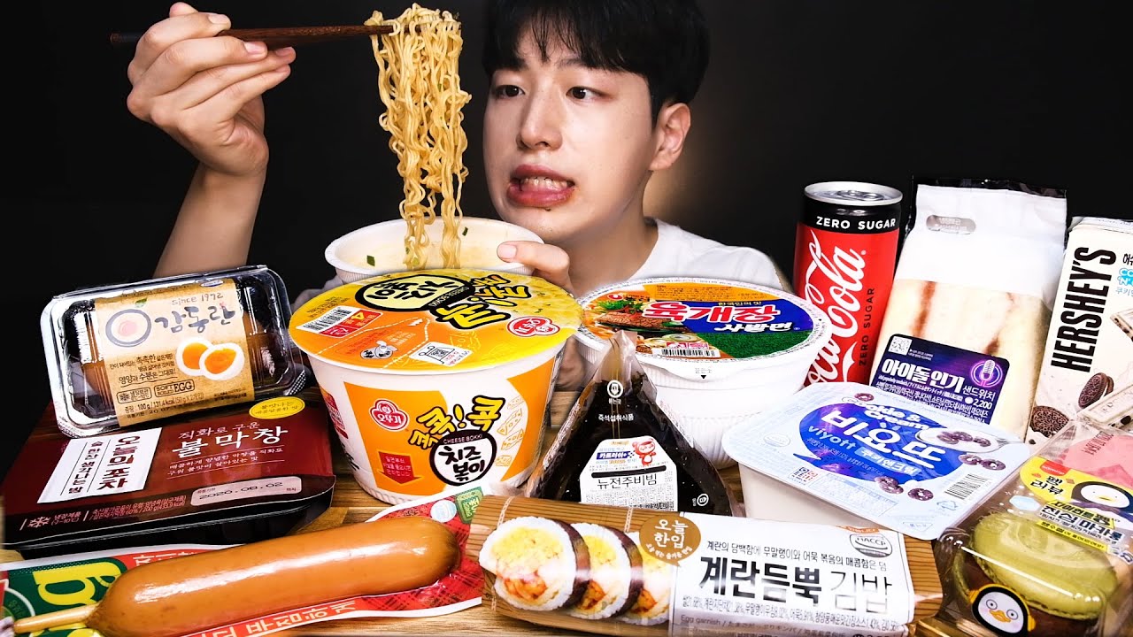 편의점 먹방! 쫄깃고소 고원정식 컵라면 핫바 김밥 샌드위치 마카롱등 인기조합 KOREAN CONVENIENCE STORE FOOD Eating Sounds MUKBANG