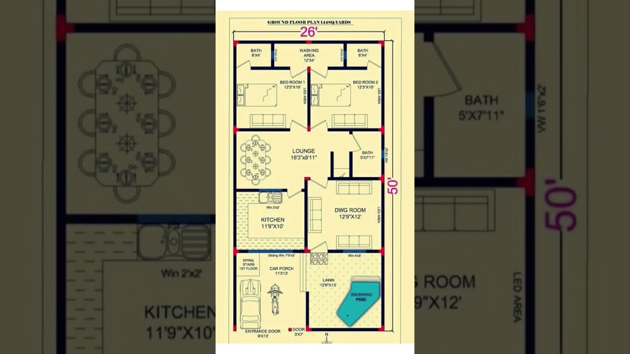 26 x 50 home plan ideas | 26 x 50 house plan ideas | #homedesign #homeplan