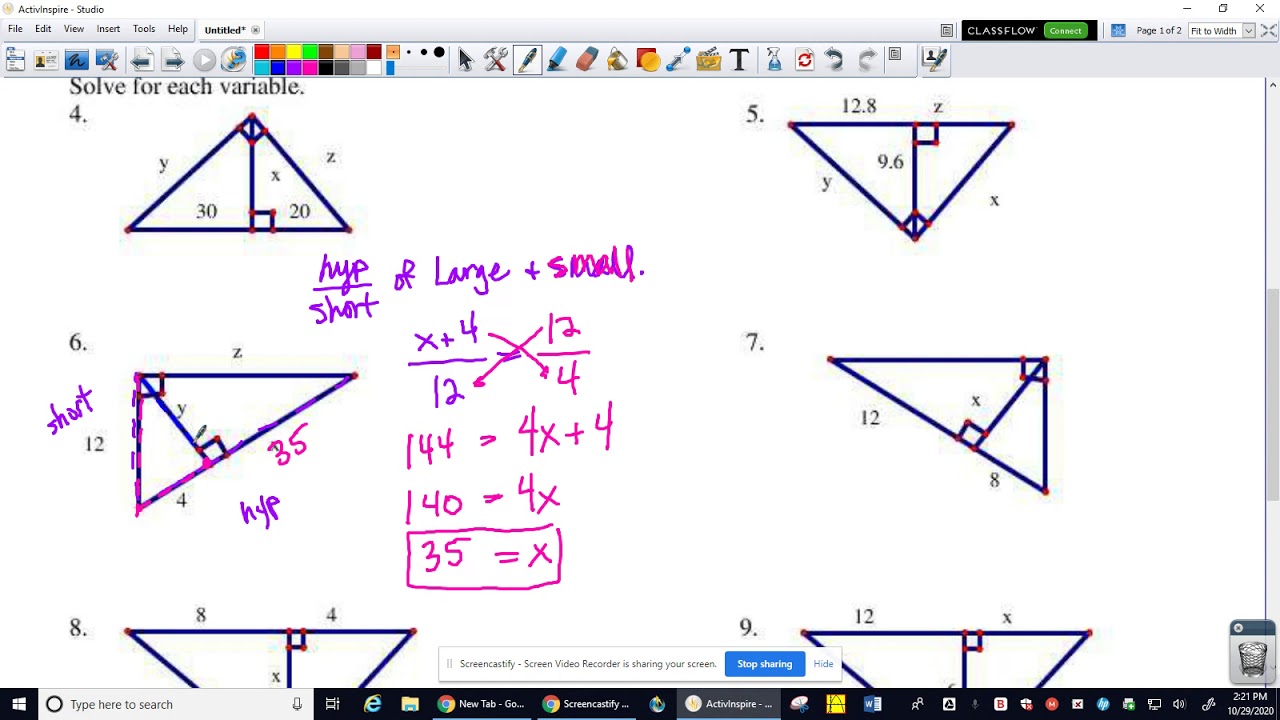 Solving Similar Right Triangles with Proportions