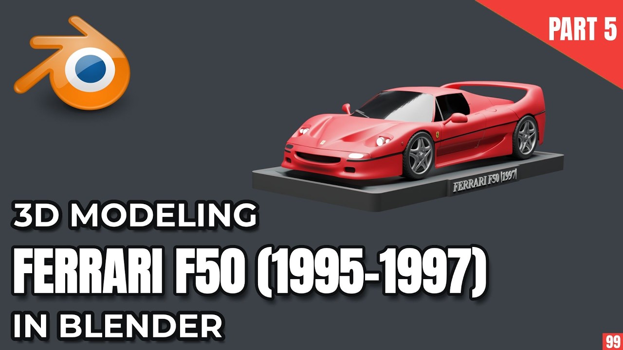 3D Modeling: Ferrari F50 (Supercar) | PART 5/5 — Wheels, Display Base & Final Rendering