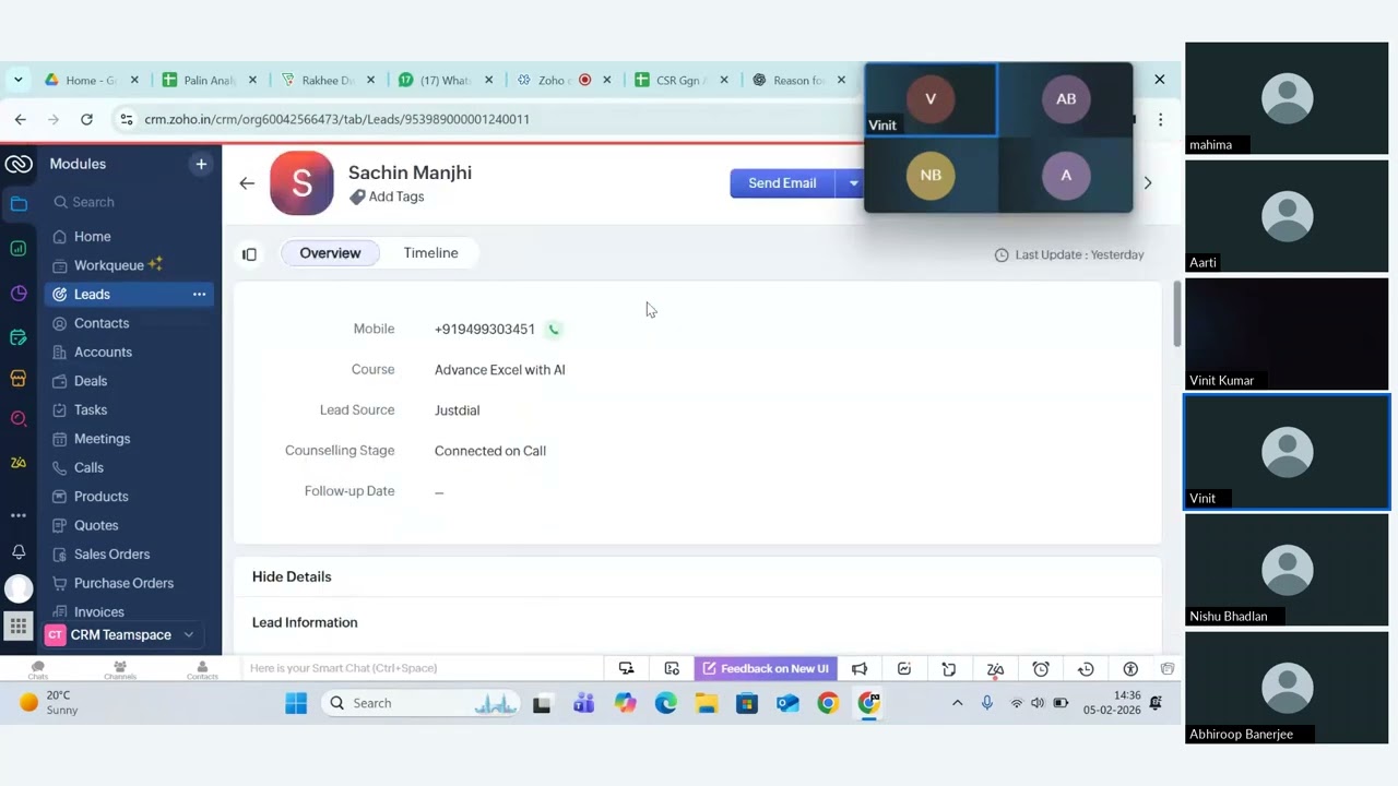 How to Follow-ups in Zoho CRM Training : Session 2