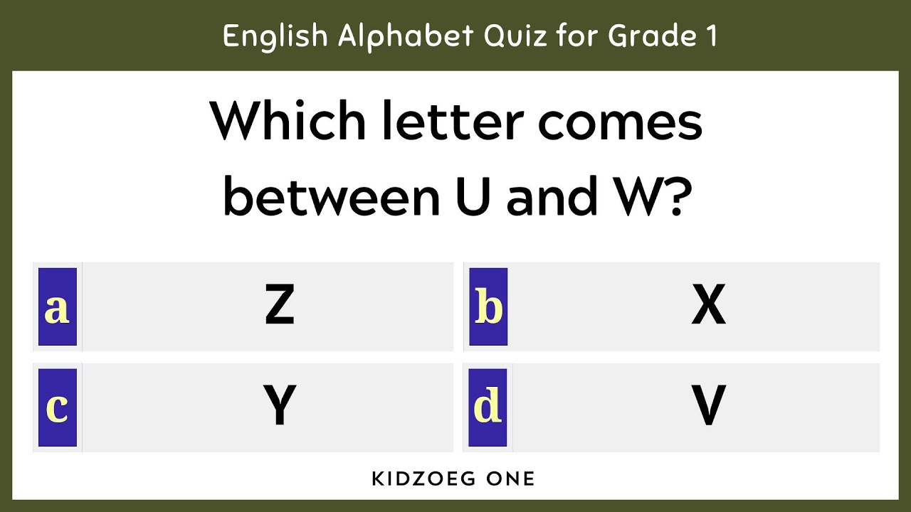 English Alphabet Quiz for Grade 1 | Learn A–Z Letters with Fun and Easy Questions | Children's Quiz
