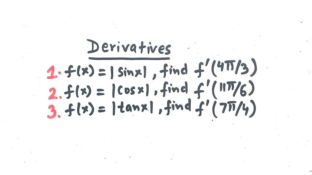 || Practice Problems on Derivatives || Modulus function|| Trigonometric functions.