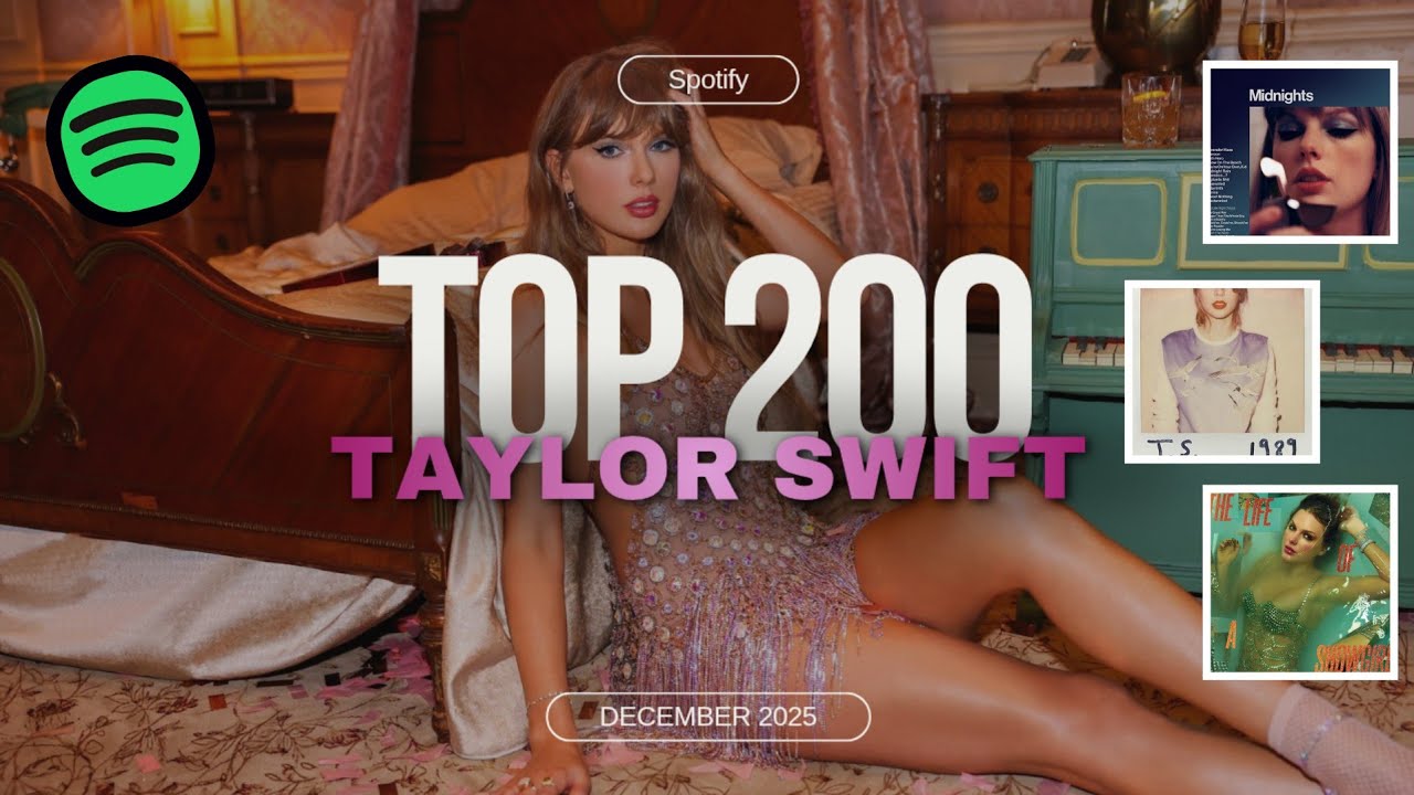 Taylor Swift Top 200 Most Streamed Songs on Spotify | December 2025
