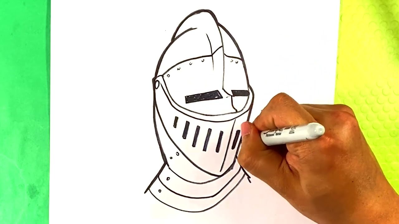 EASY How to Draw MEDIEVAL KNIGHT HELMET