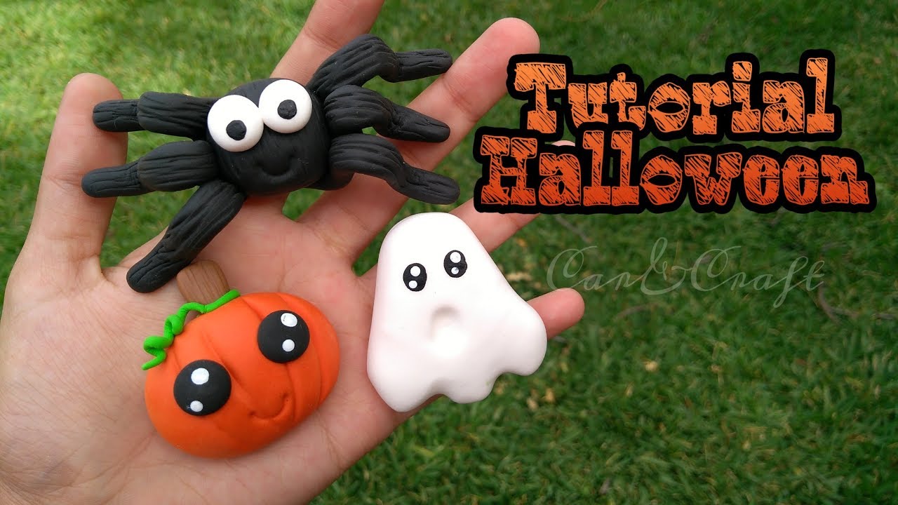 Tutorial De Figuras En Foamy Moldeable para Halloween//Porcelana Fría//Araña/Calabaza/Fantasma