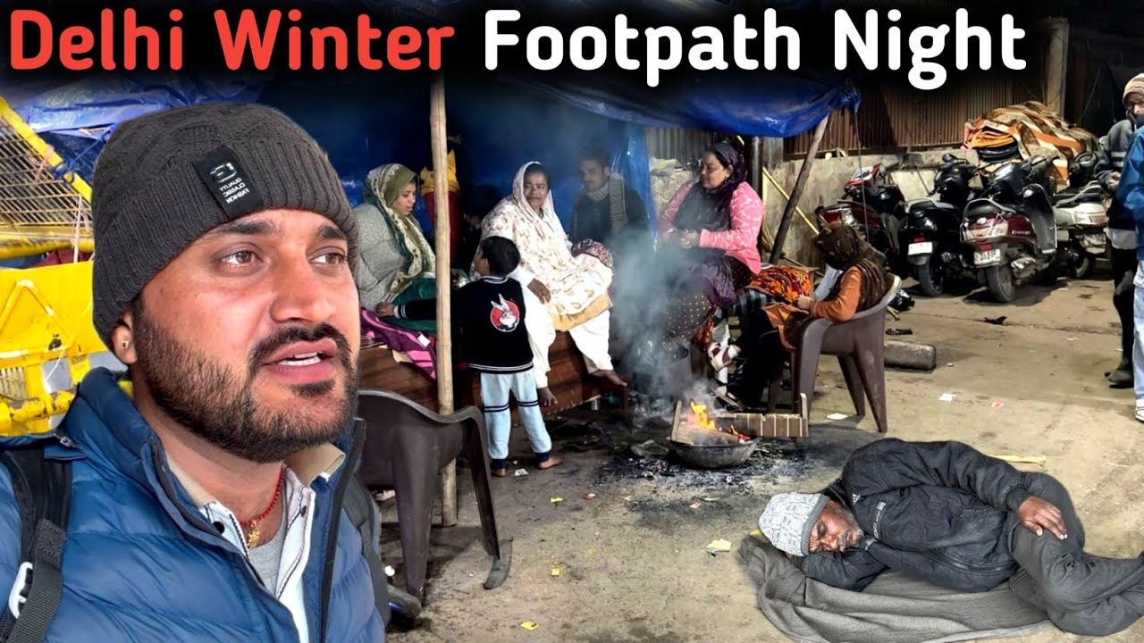 Delhi winter footpath night life||Homeless people life in winter season||Delhi vlogs