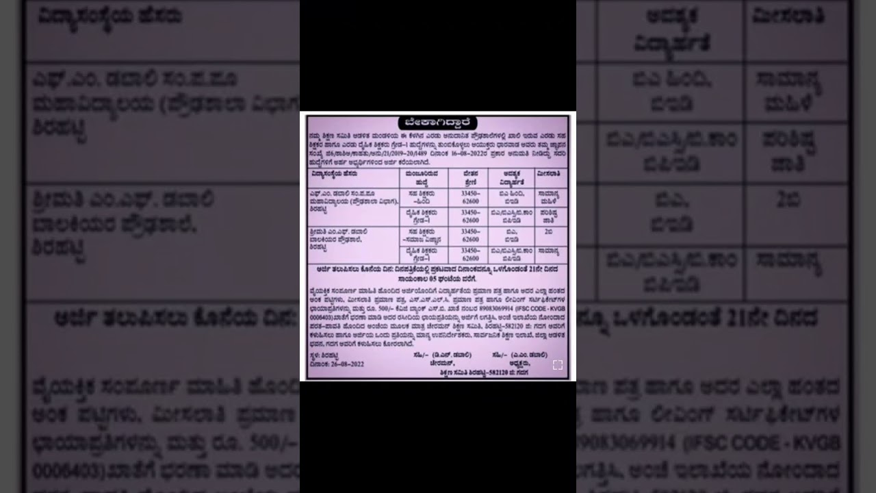Aided school Teacher (Hindi, social science) Recruitment26/08/2022