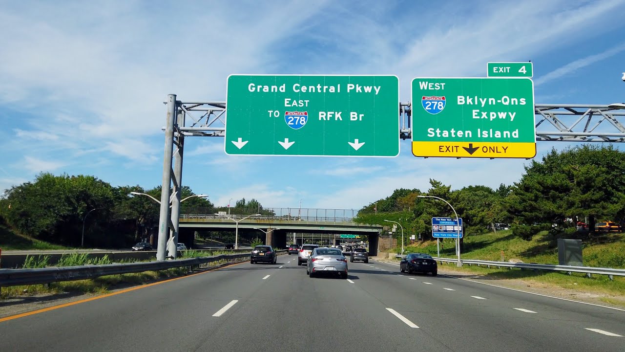 Grand Central Parkway west full length | driving across Queens, NYC to RFK Bridge