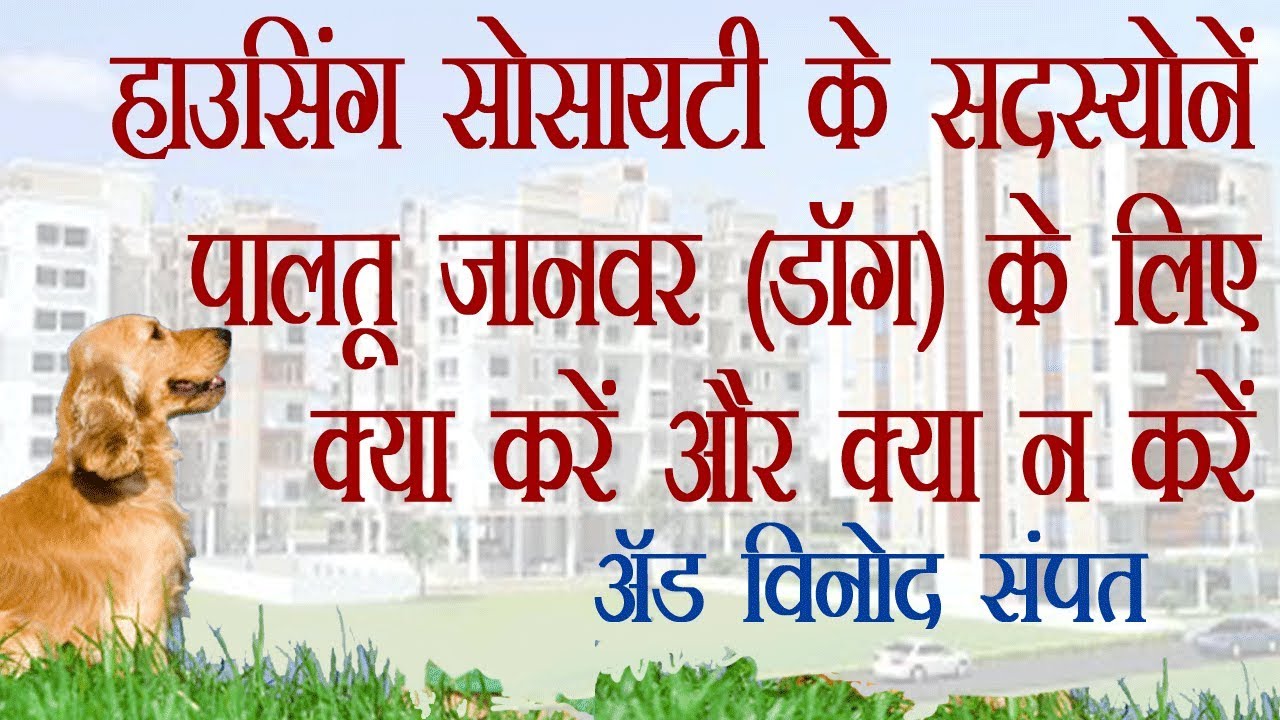 हाउसिंग सोसायटी के सदस्योंने  में पालतू जानवर (Dog) के लिए क्या करें और क्या न करें :  विनोद संपत