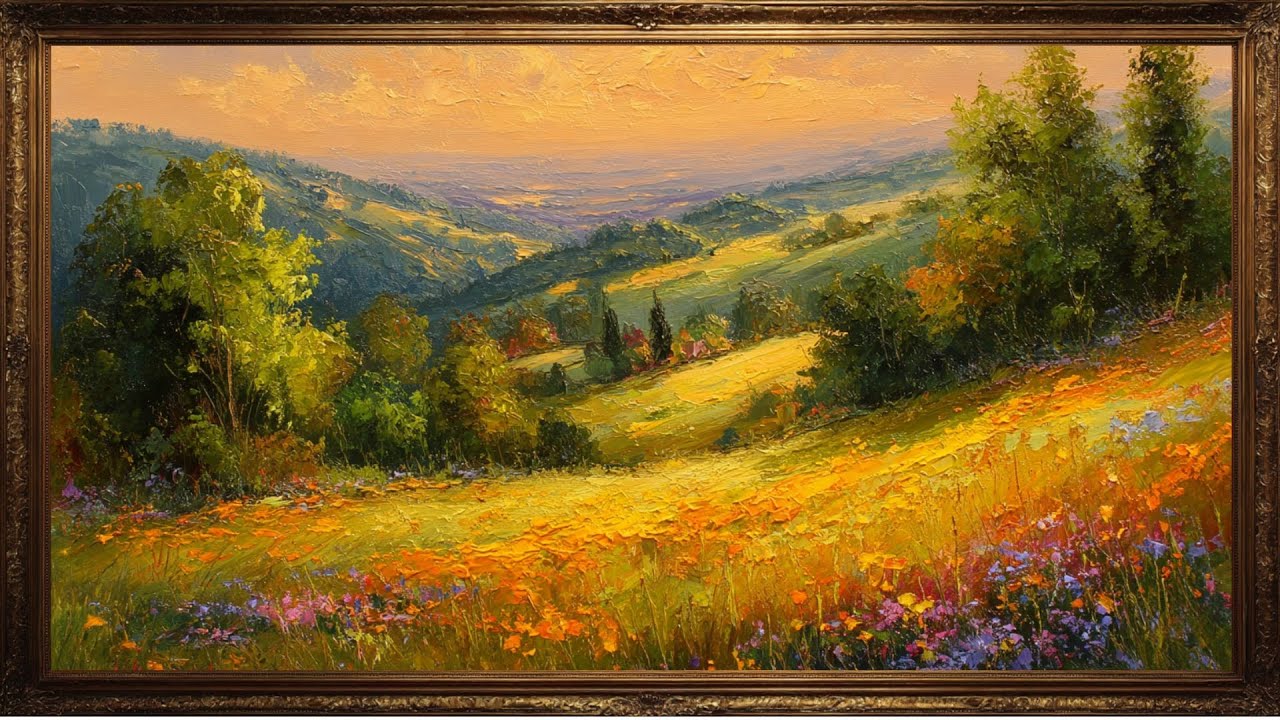 4K Art for TV: Impressionist Field at Sunset | Private Collection (2 Hours)