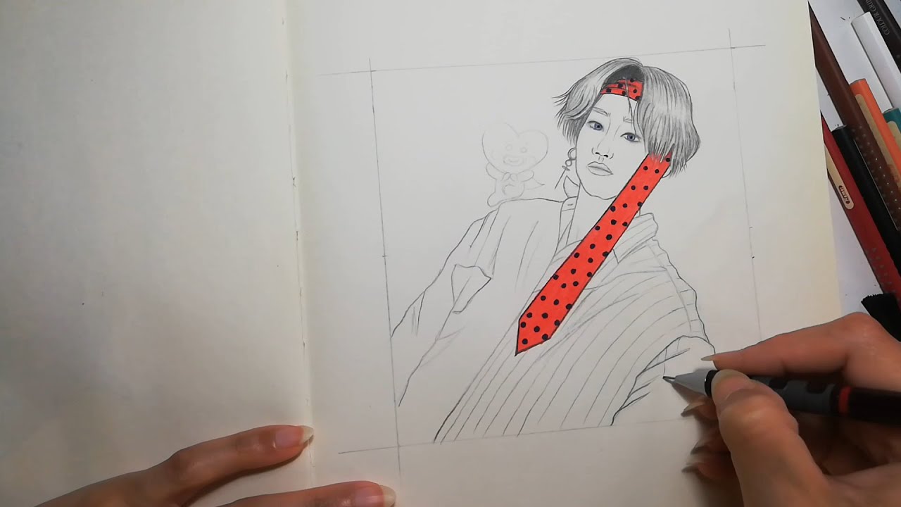 Quick sketch of Taehung (V) from BTS