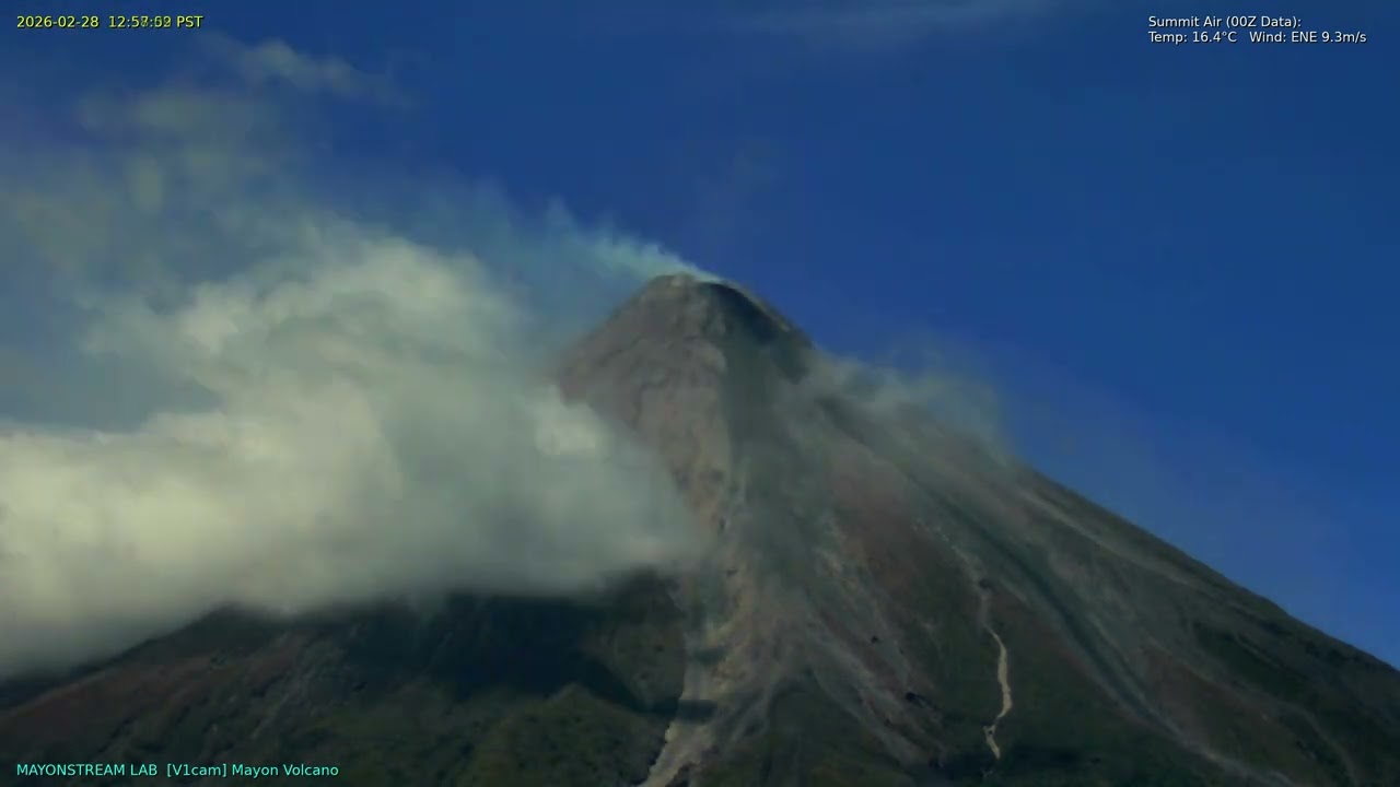 Mayon Volcano: 24-Hour Time-lapse [500x Speed] - February 28, 2026